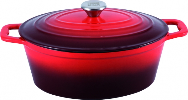 Assador em ferro fundido revestido a cerâmica XANTEN 36*28cm com gradiente vermelho