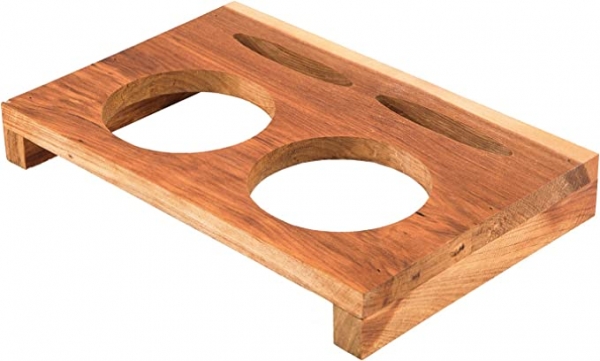 Suporte de madeira para 2 caçarolas mini de ferro fundido revestido a cerâmica Xanten