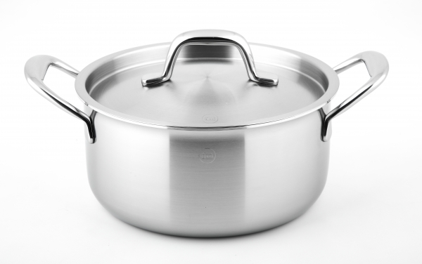 Caçarola com tampa em inox Dresden 20cm tri-ply (Inox com relevo 3D)